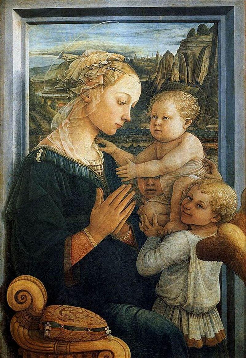 madonna col bambino e due angeli